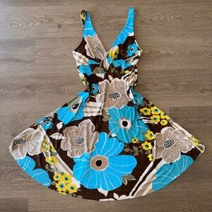 Y2K Yippee Multicolor Floral Print Babydoll High Low Midi Dress Top Sundress